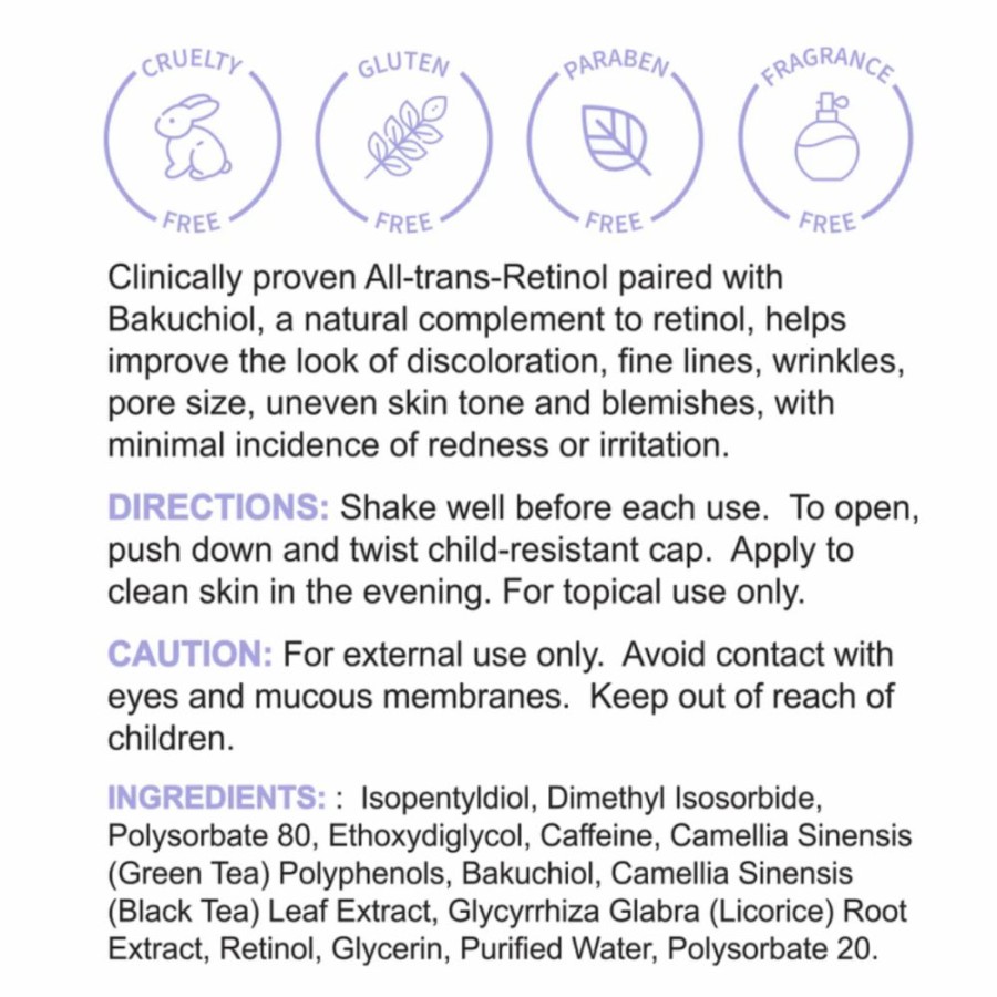 Fragrance Free Skincare * | Good Quality Replenix Retinol + Bakuchiol Concentrated Serum